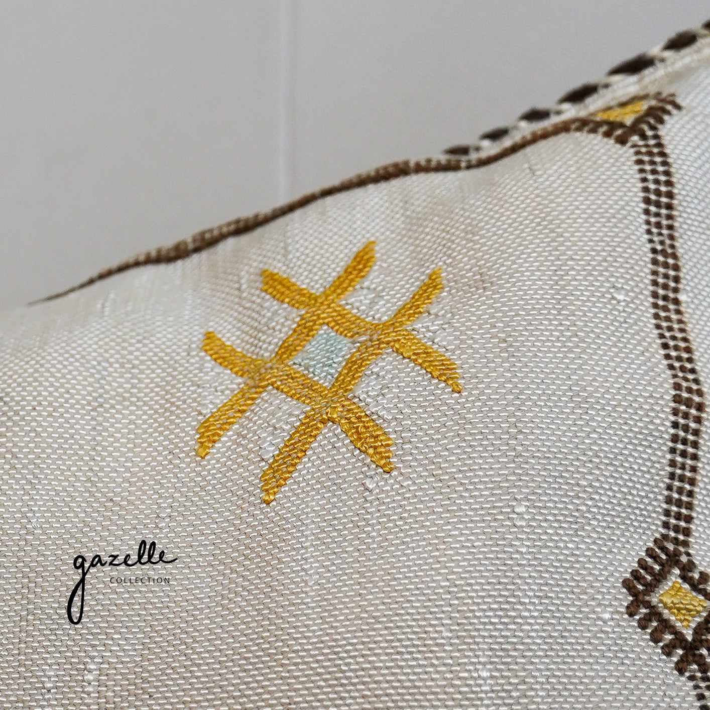 Moroccan Cactus Throw Pillow - Handwoven by Amazigh Women Weavers