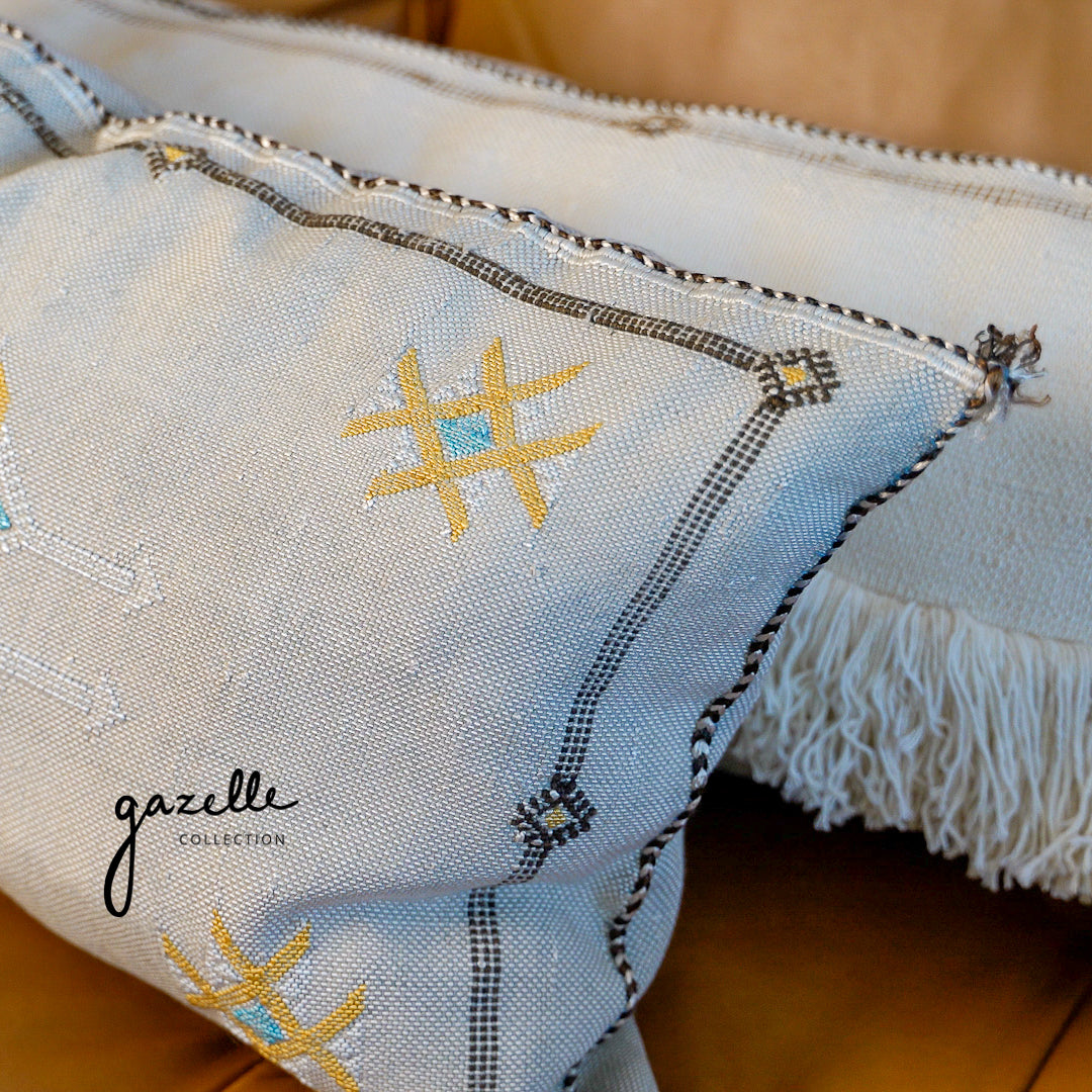Moroccan Cactus Throw Pillow - Handwoven by Amazigh Women Weavers