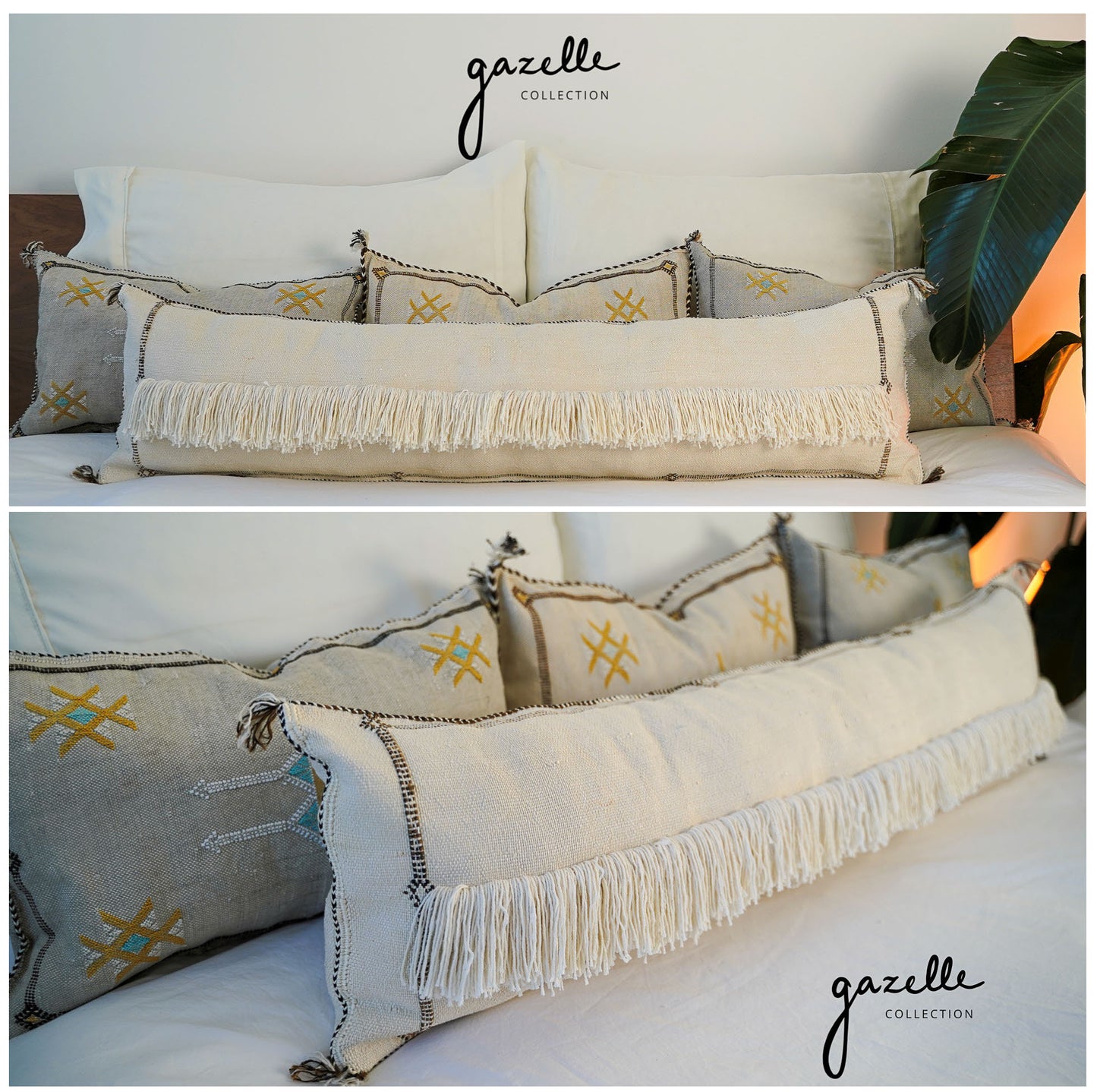 Moroccan Cactus Throw Pillow - Handwoven by Amazigh Women Weavers