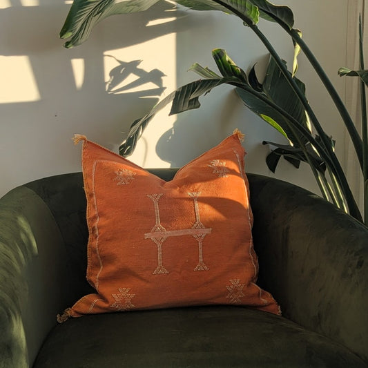 Burnt Orange Moroccan Cactus Sabra Silk Pillow