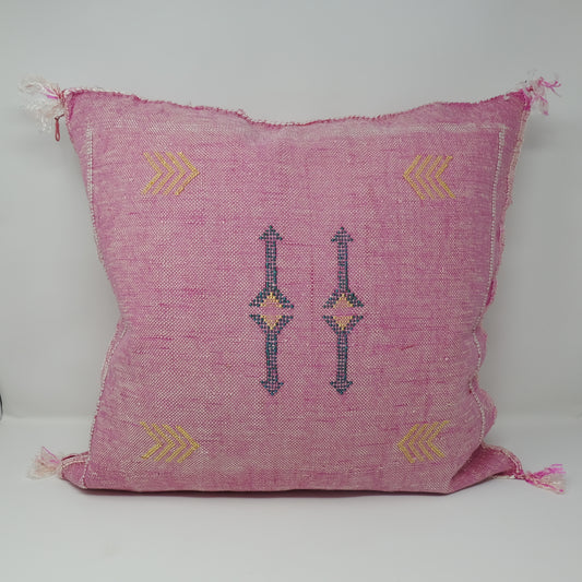Pink Moroccan Cactus Sabra Silk Pillow